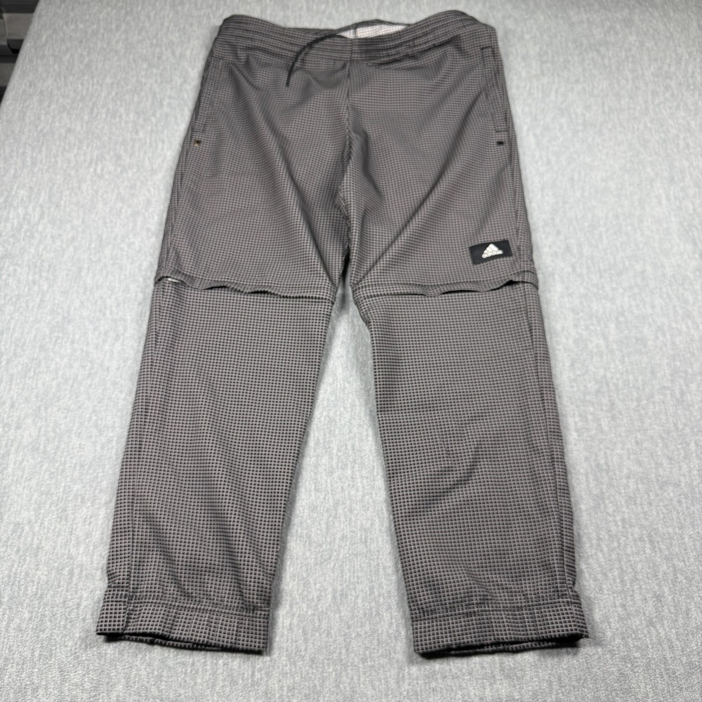 adidas Pants Mens Black Waffle Knit Track Pants Drawstring Casual‎ Athletic Warm